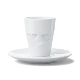 Espresso Cup White Grumpy Face w/ Saucer