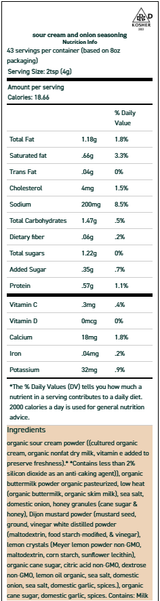 Sour Cream and Onion Seasoning 2 oz Sour Cream and Onion Seasoning 2 oz