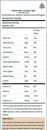 Chili Powder, Granada, Light 2 oz