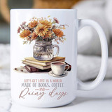 Mug 15OZ Autumn Books Coffee Rainy Day