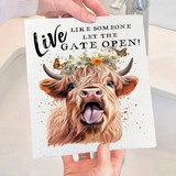 Dishcloth Cow Life Let the Gate Open SWD