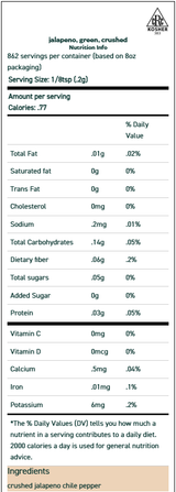 Jalapeno Green Crushed 1OZ Pack