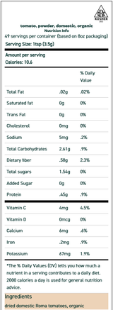 Tomato Powder Domestic, Organic 2OZ.
