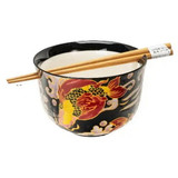 Bowl Chopstick 4PC Set 8oz Koi Fish