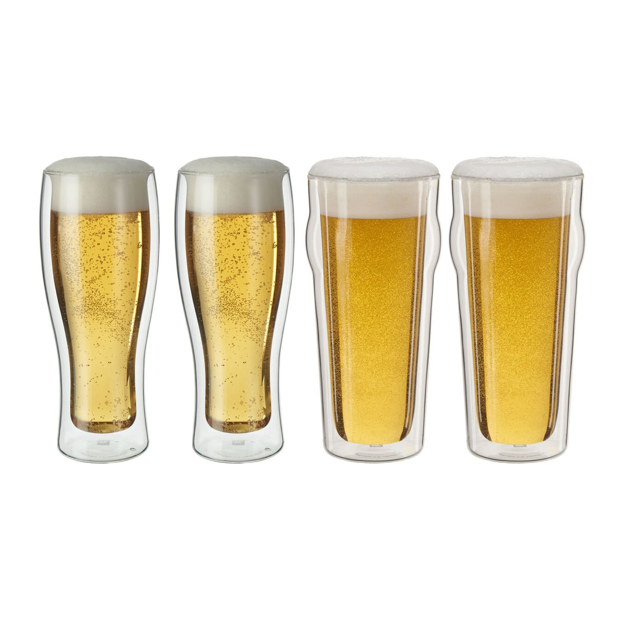 Double-Wall Beer Glasses, Set of 4