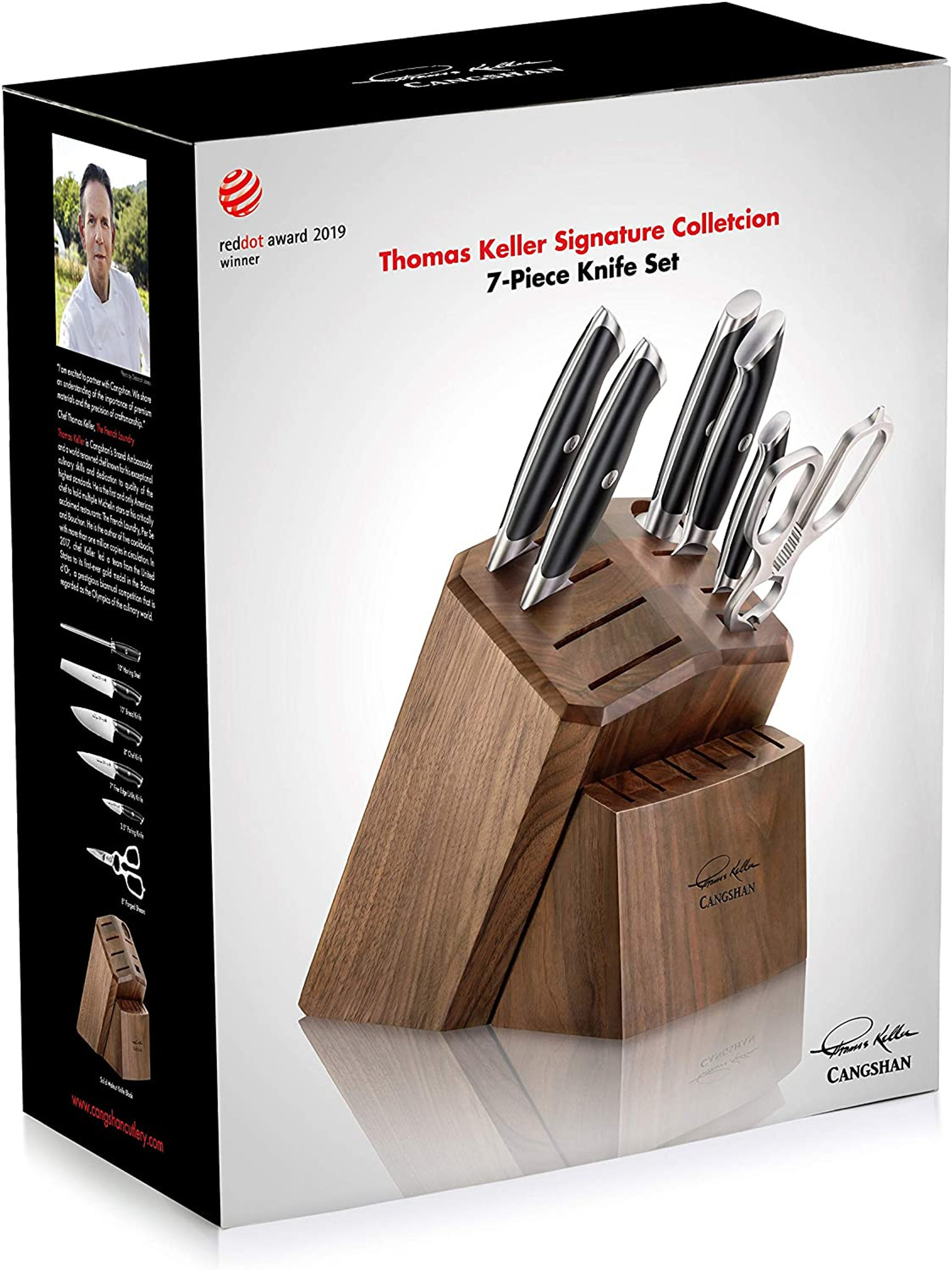 BergHOFF Spirit Stainless Steel 7pc Knife Block Set - White - 7 Piece