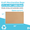 17 x 4 x 24" Kraft Gusseted Merchandise Bags (500-Pack)