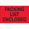 3 x 5" - "Packing List Enclosed" (Fluorescent Red) Labels (Roll of 500)