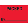 1 1/4 x 2" - "Packed By" (Fluorescent Red) Labels (Roll of 500)