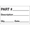 3 x 5" - "Part # - Description - Qty - Date" Labels (Roll of 500)