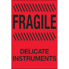 4 x 6" - "Fragile - Delicate Instruments" (Fluorescent Red) Labels (Roll of 500)