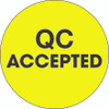 2" Circle - "QC Accepted" Fluorescent Yellow Labels (Roll of 500)