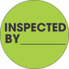 1" Circle - "Inspected By" Fluorescent Green Labels (Roll of 500)