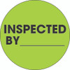 2" Circle - "Inspected By" Fluorescent Green Labels (Roll of 500)