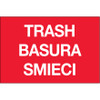 2 x 3" Red Rectangle "Trash/Basura/Smieci" (Roll of 500)