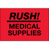 2 x 3" - "Rush - Medical Supplies" (Fluorescent Red) Labels (Roll of 500)