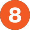 3" Circle - "8" (Orange) Number Labels (Roll of 500)