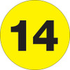 3" Circle - "14" (Fluorescent Yellow) Number Labels (Roll of 500)