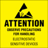 2 x 2" - "Attention - Observe Precautions" (Fluorescent Yellow) Labels (Roll of 500)
