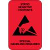 2 x 3" - "Static Sensitive Contents" (Fluorescent Red) Labels (Roll of 500)