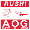 4 x 4" - "Rush AOG - Aircraft On Ground" Labels (Roll of 500)