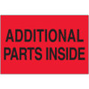 2 x 3" - "Additional Parts Inside" (Fluorescent Red) Labels (Roll of 500)