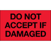 3 x 5" - "Do Not Accept If Damaged" (Fluorescent Red) Labels (Roll of 500)