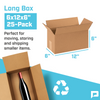 12"L x 6"W x 6"H Long Corrugated Box, 25-Pack