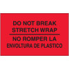 3 x 5" - "No Romper La Envoltura De Plastico" (Fluorescent Red) Bilingual Labels (Roll of 500)