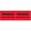 3 x 10" - "Fragile - Handle With Care" (Fluorescent Red) Labels (Roll of 500)