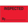 3 x 5" - "Inspected By" (Fluorescent Red) Labels (Roll of 500)