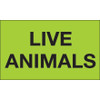 3 x 5" - "Live Animals" (Fluorescent Green) Labels (Roll of 500)
