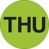 1" Circle - "THU" (Fluorescent Green) Days of the Week Labels (Roll of 500)