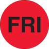 1" Circle - "FRI" (Fluorescent Red) Days of the Week Labels (Roll of 500)