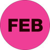 1" Circle - "FEB" (Fluorescent Pink) Months of the Year Labels (Roll of 500)