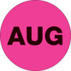 1" Circle - "AUG" (Fluorescent Pink) Months of the Year Labels (Roll of 500)