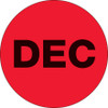 1" Circle - "DEC" (Fluorescent Red) Months of the Year Labels (Roll of 500)