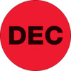 2" Circle - "DEC" (Fluorescent Red) Months of the Year Labels (Roll of 500)