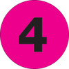 1" Circle - "4" (Fluorescent Pink) Number Labels (Roll of 500)