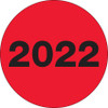 2" Circle - "2022" (Fluorescent Red) Year Labels (Roll of 500)