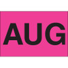 2 x 3" - "AUG" (Fluorescent Pink) Months of the Year Labels (Roll of 500)