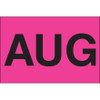 2 x 3" - "AUG" (Fluorescent Pink) Months of the Year Labels (Roll of 500)