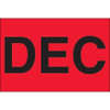 2 x 3" - "DEC" (Fluorescent Red) Months of the Year Labels (Roll of 500)