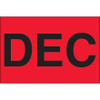 2 x 3" - "DEC" (Fluorescent Red) Months of the Year Labels (Roll of 500)