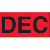 3 x 6" - "DEC" (Fluorescent Red) Months of the Year Labels (Roll of 500)