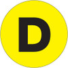1" Circle - "D" (Fluorescent Yellow) Letter Labels (Roll of 500)