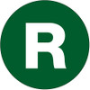 1" Circle - "R" (Green) Letter Labels (Roll of 500)