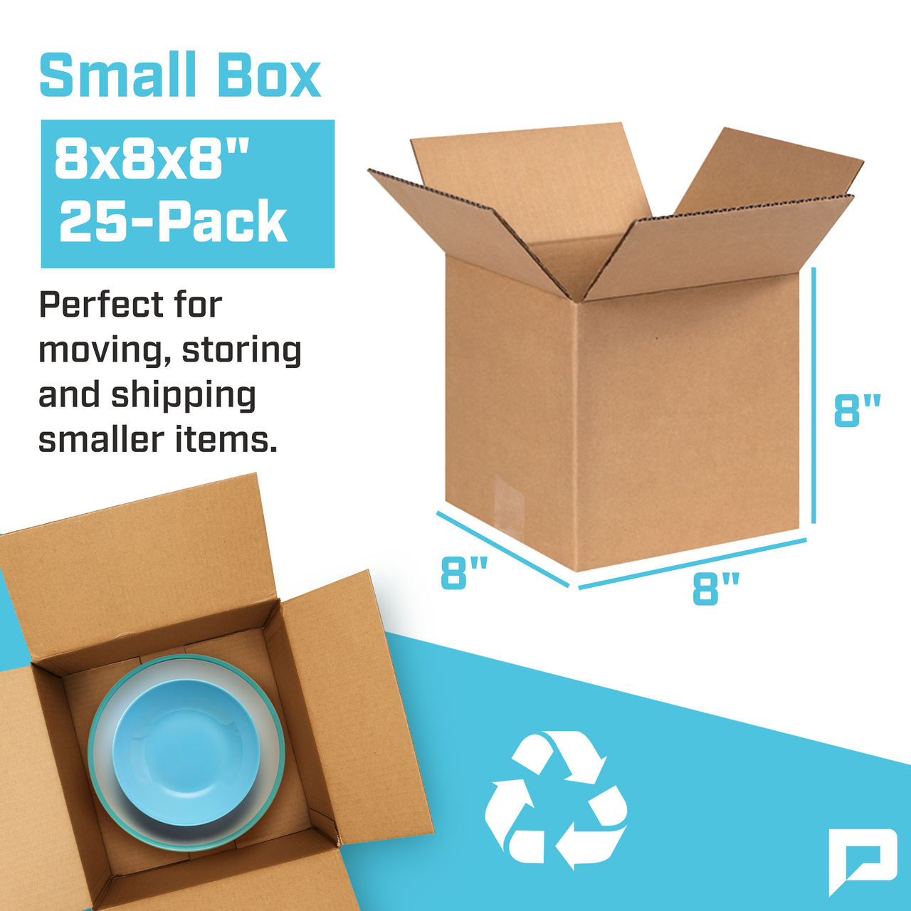 16x8x8 Inch Corrugated Cardboard Boxes – Pack Of 25, Strong Shipping & Moving Boxes