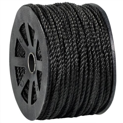 3/8, 2,450 lb, Black Twisted Polypropylene Rope - Packaging Price