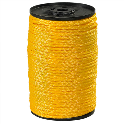 3/16", 450 lb, Yellow Hollow Braided Polypropylene Rope